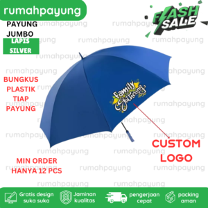 Payung Golf Lapis Silver Tanpa Sarung Cetak Sablon