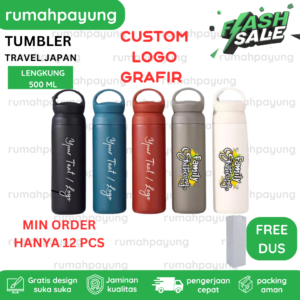 Tumbler Travel Tutup Lengkung 500ml Cetak Grafir