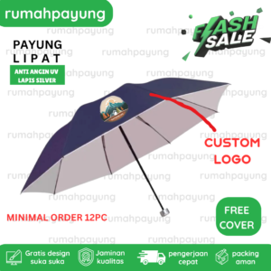 payung lipat anti angin lapis silver
