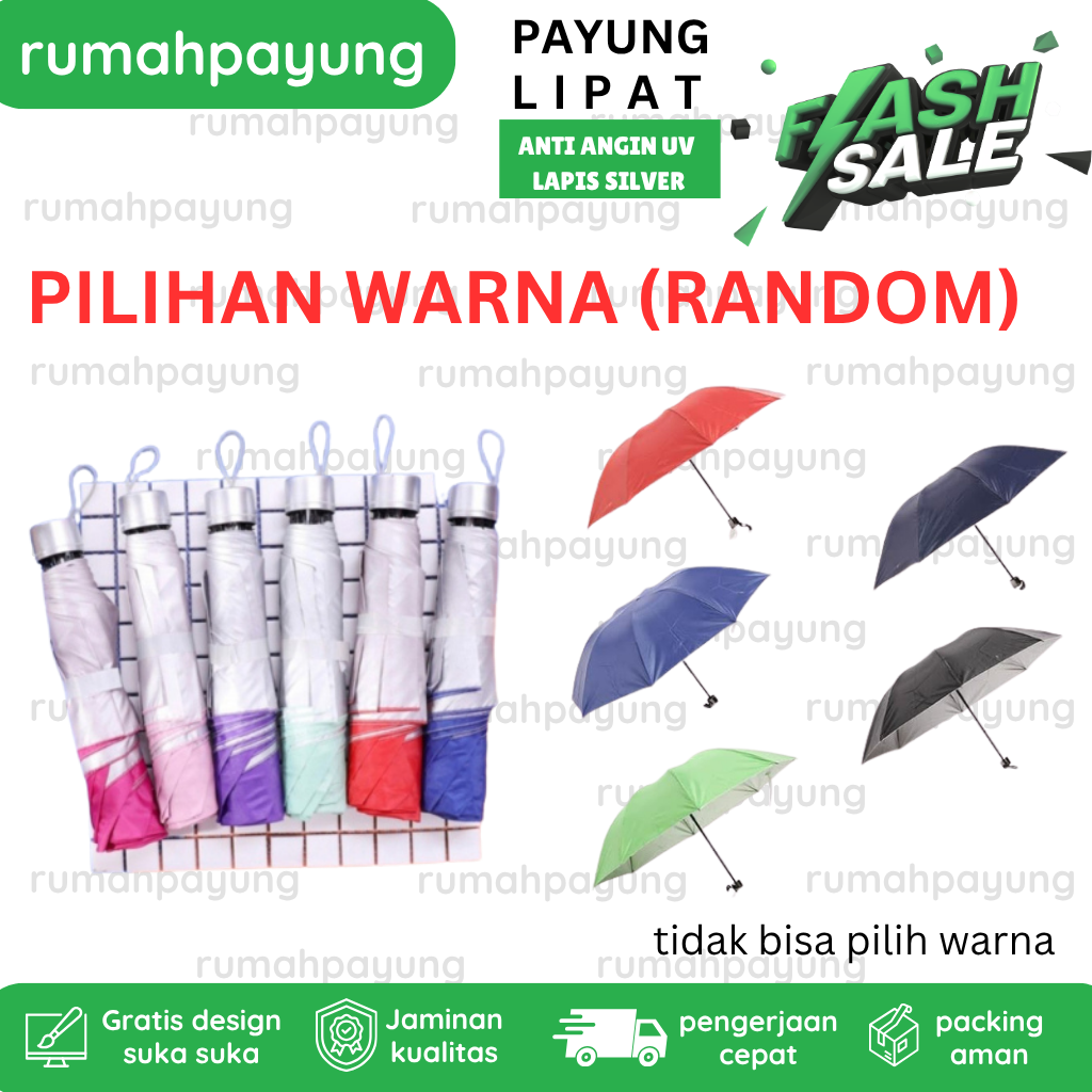 payung lipat anti angin lapis silver cetak sablon pres dtf termurah