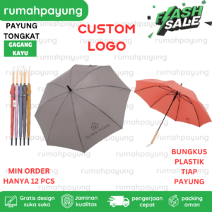 payung tongkat gagang kayu